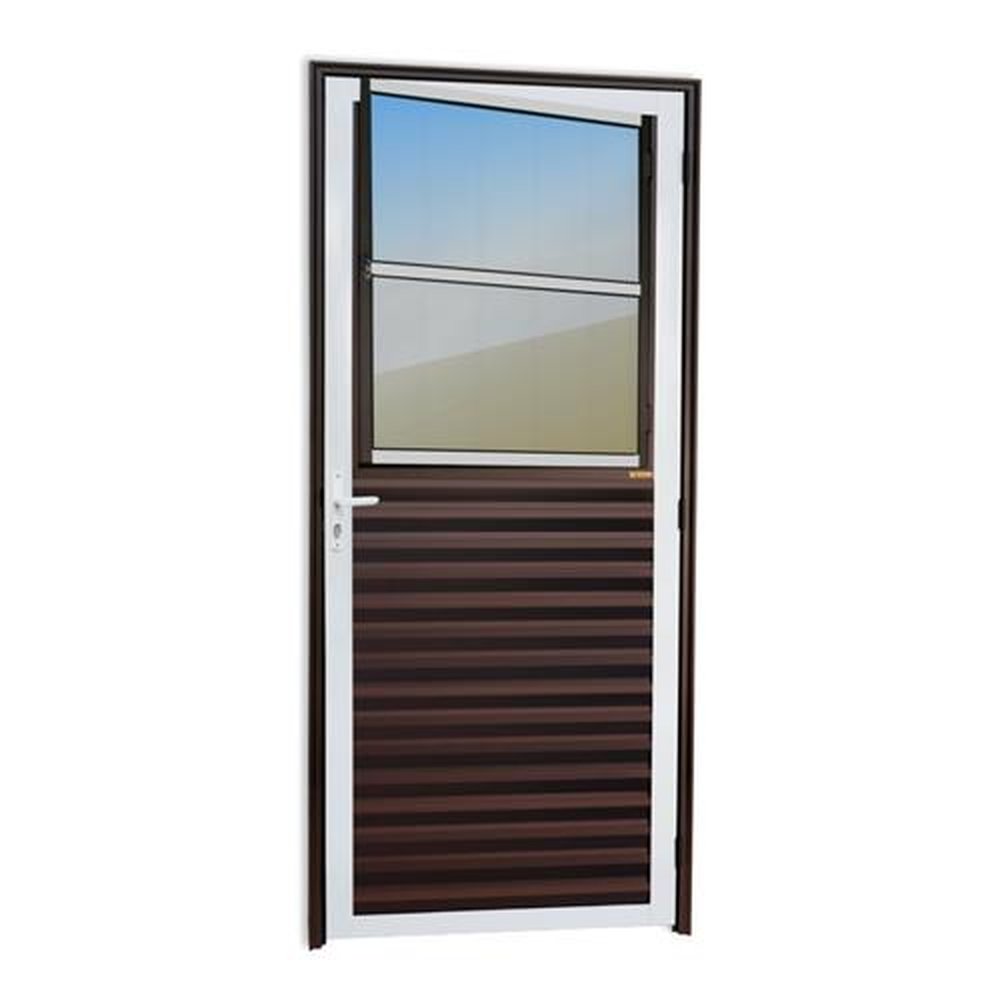 Porta de Sala 86 Lado Esquerdo Super Vidro Reflex Mix Corten