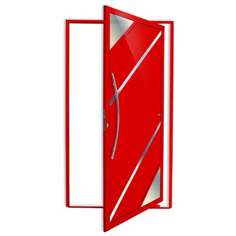 Porta Pivotante Lambril Oasis com Puxador Lado Esquerdo Super Vermelho Brilhante 120