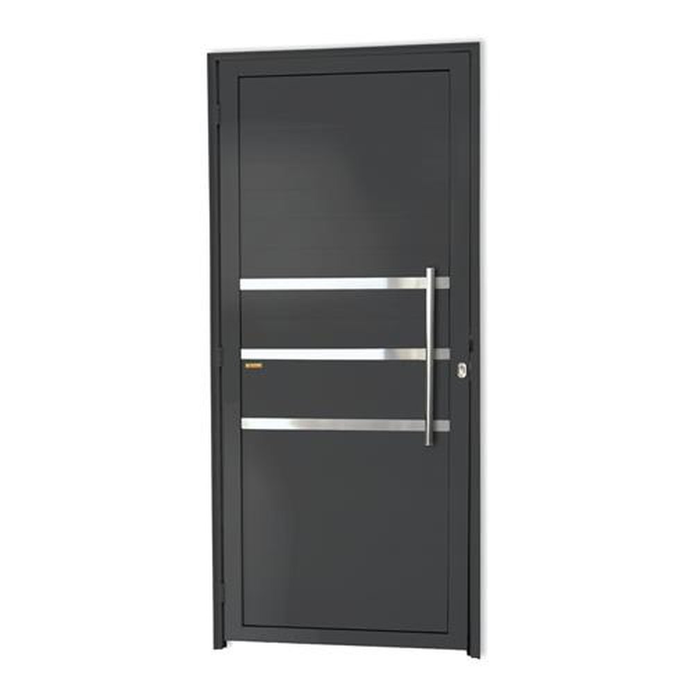 Porta Lambril com Friso com Puxador Lado Direito Super Cinza Acetinado 90