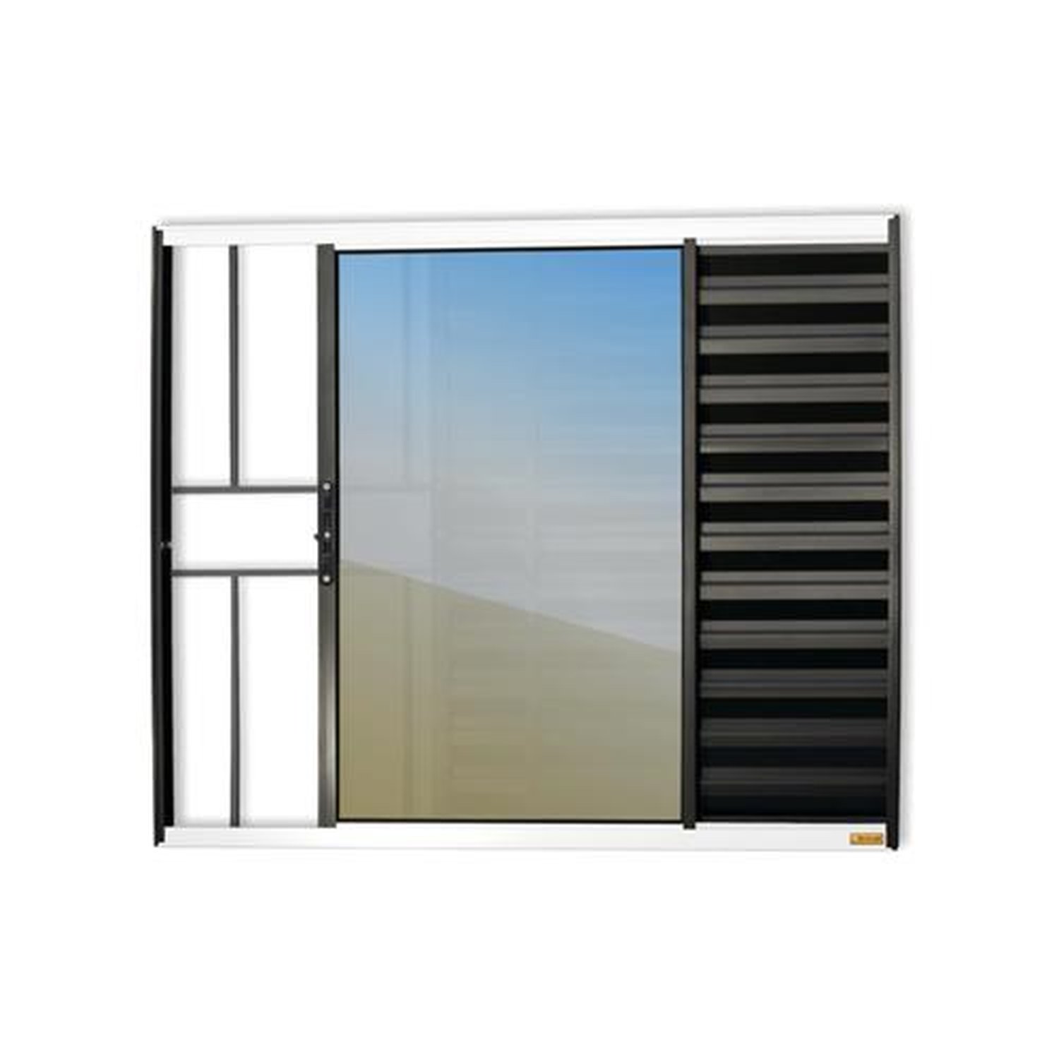 Veneziana Confort 3 Folhas com Grade 100 X 150 Vidro Reflex Mix Preto