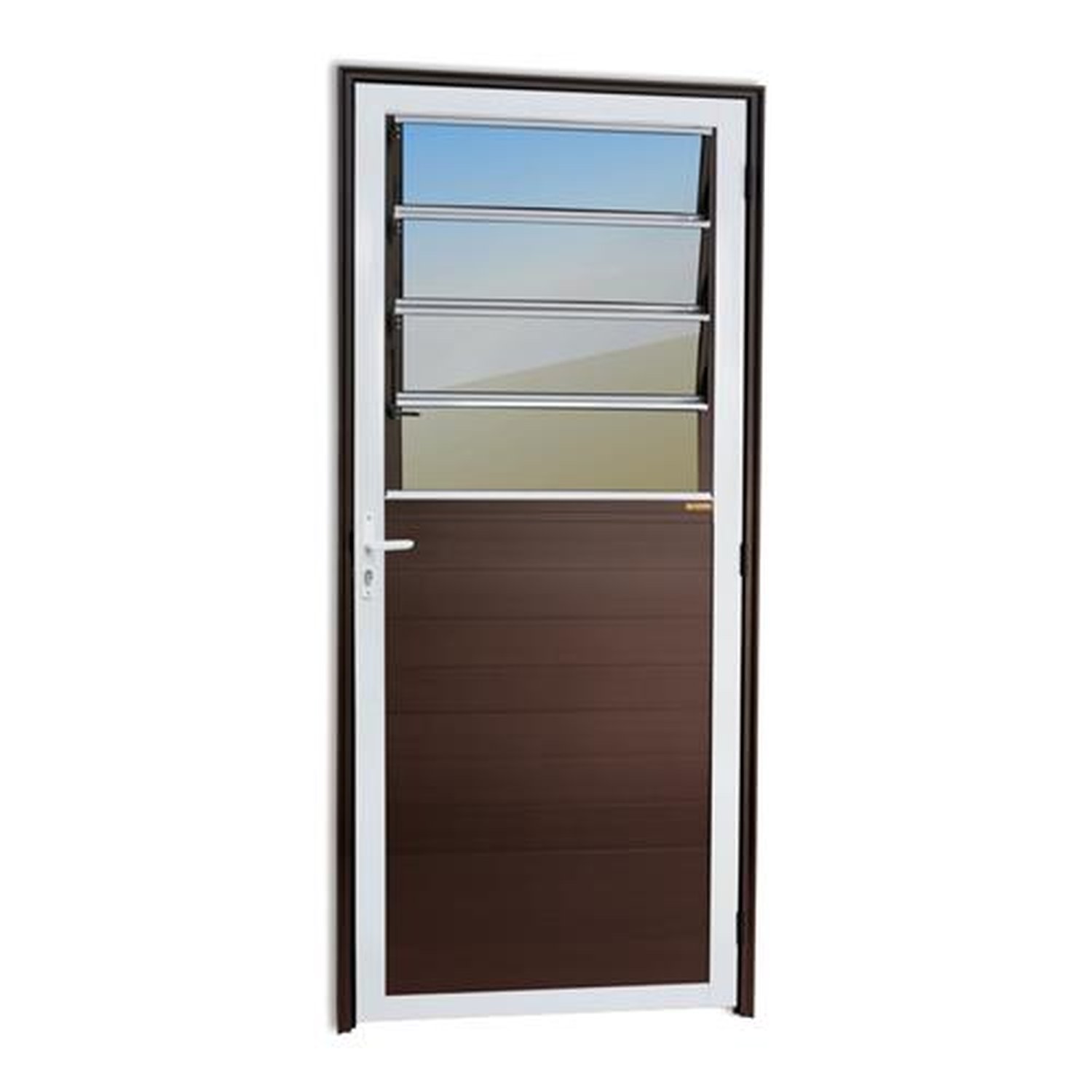 Porta Lambril com Bandeiraasculante Lado Esquerdo Super Vidro Reflex Mix Corten