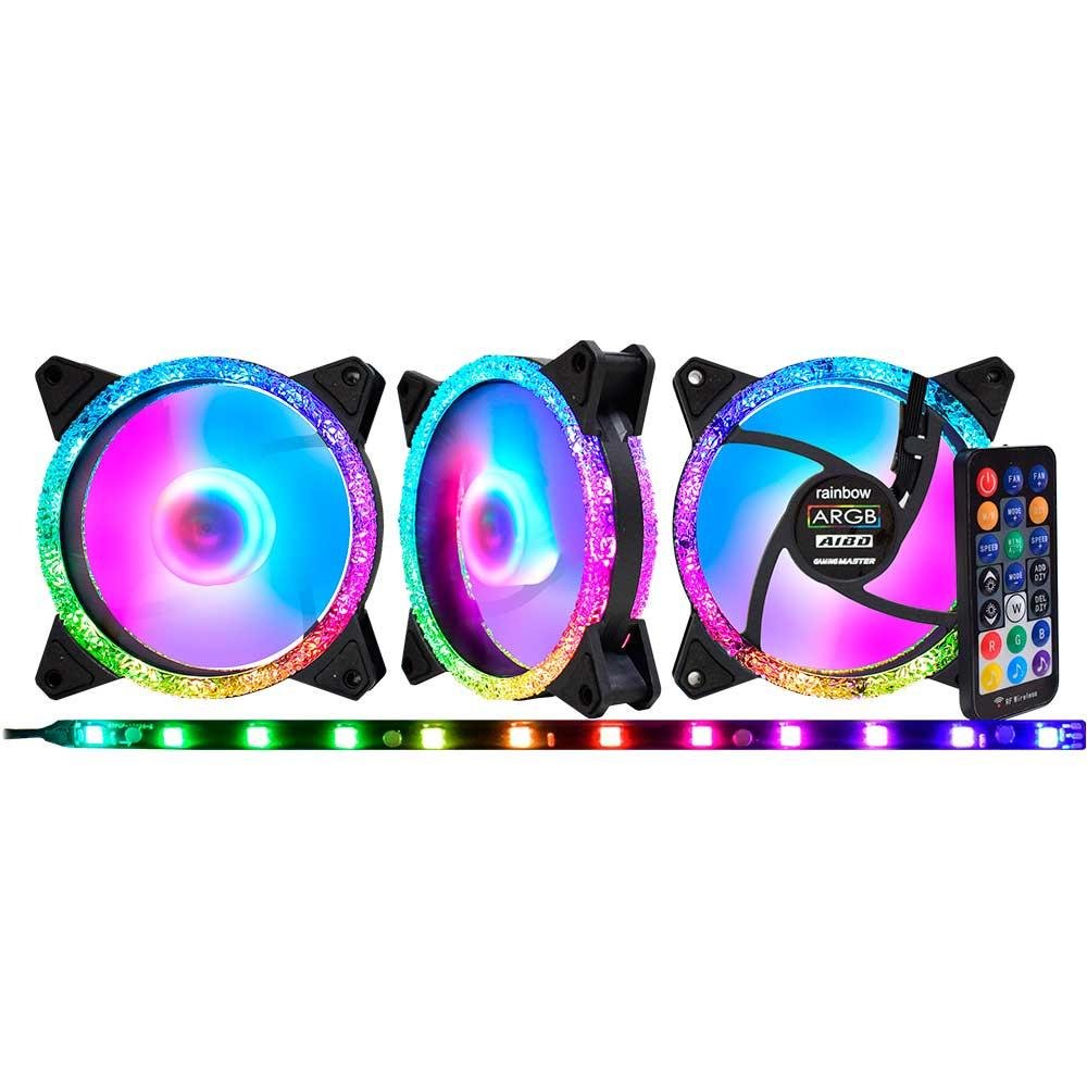 Kit cooler k-mex a1bdk1 argb star ritmicos c/ 3 fans 120x120x25mm + controle - a1bdk136bejkb0x