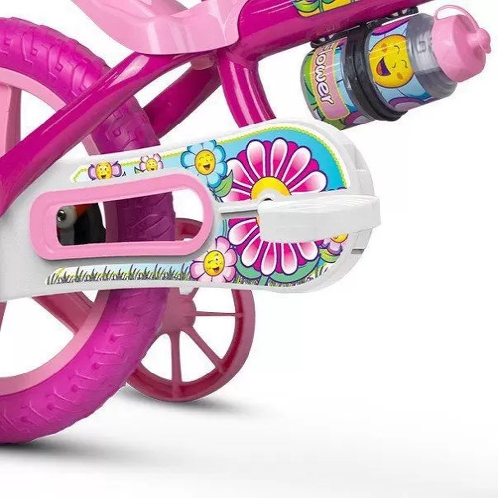 Bicicleta Infantil Aro 12 Nathor - Com Rodinhas Menina Flower
