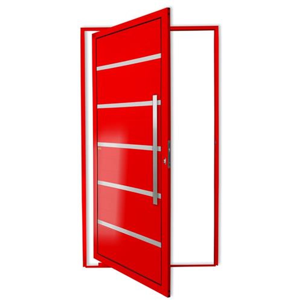 Porta Pivotante Lambril Premium com Puxador Lado Direito Super Vermelho Brilhante 120