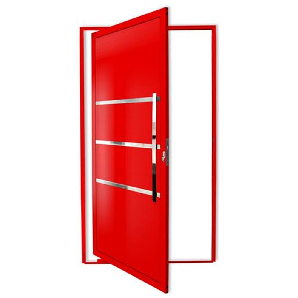 Porta Pivotante Lambril Evolution com Puxador Lado Direito Super Vermelho Brilhante 100