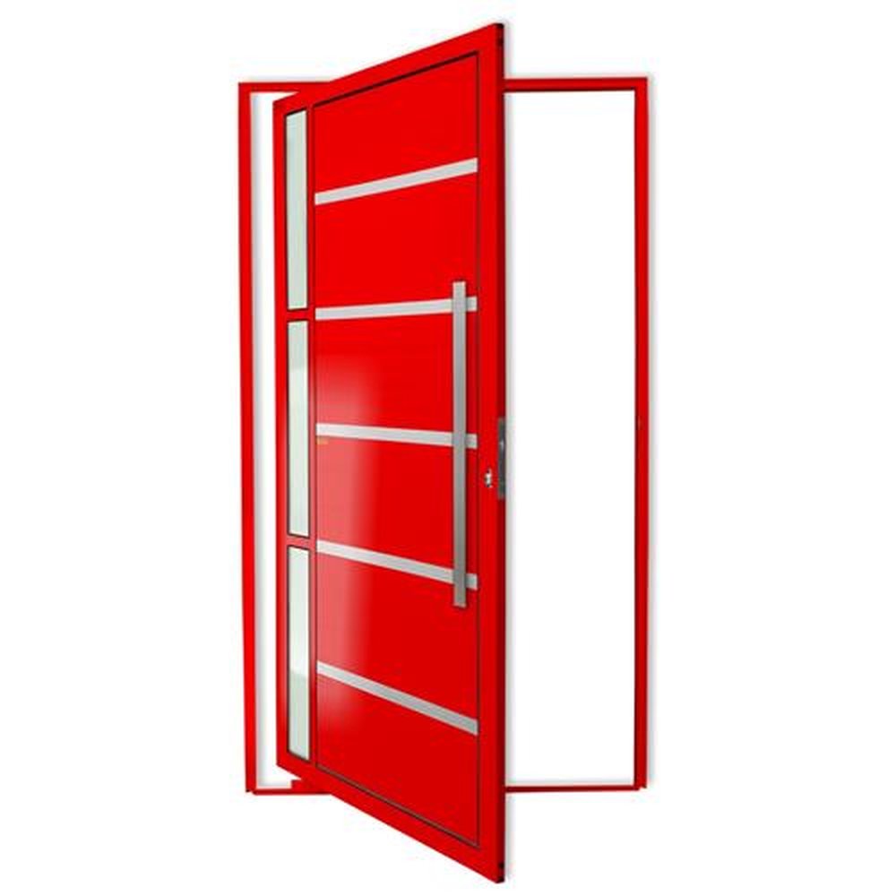 Porta Pivotante Lambril Miraggio com Puxador Lado Direito Super Vermelho Brilhante 100