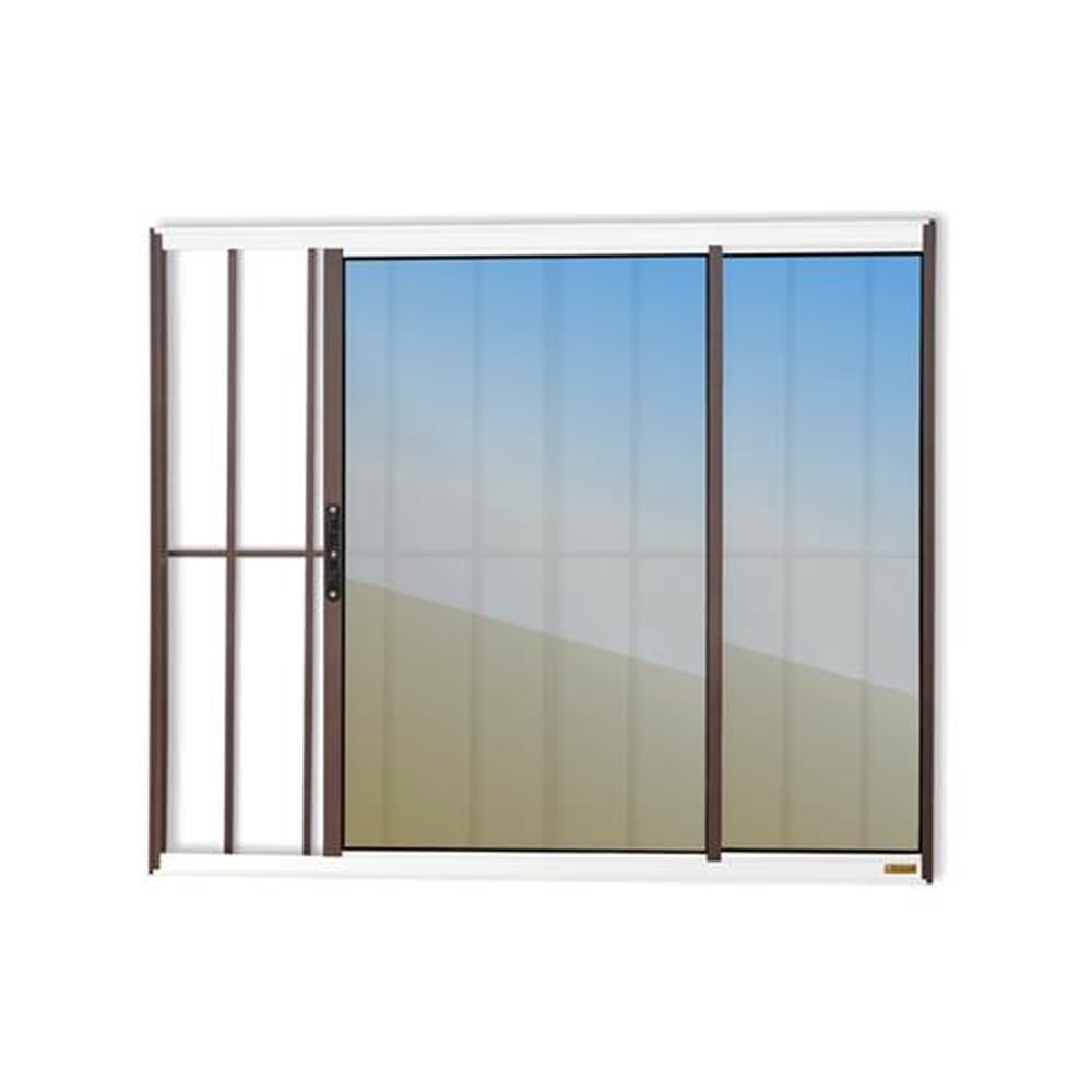 Janela Confort 2 Folhas com Grade 100 X 150 Vidro Reflex Mix Corten