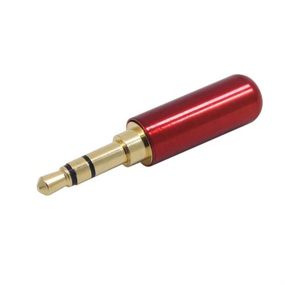 Plug P2 Stereo Profissional Metálico Gold Vermelho Com 10 Peças
