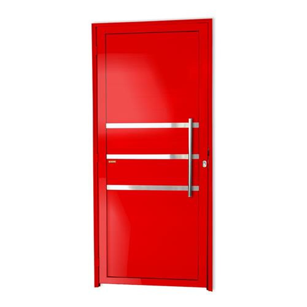 Porta Lambril com Friso com Puxador Lado Direito Super Vermelho Brilhante 100