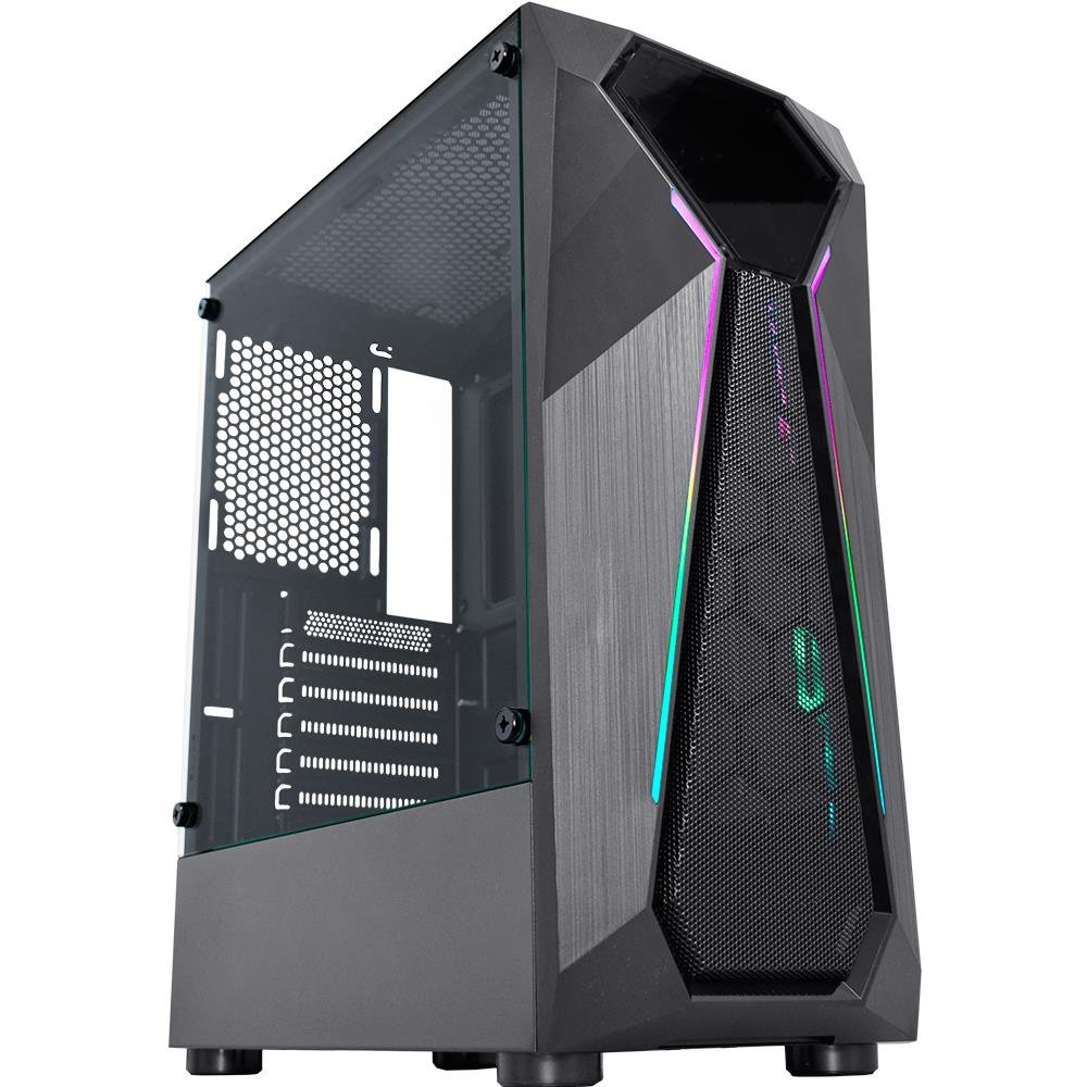 Gabinete Gamer K-mex Warlock Cg-a1d4 Fita Led Rgb Preto - Cga1d4rh0010b0x