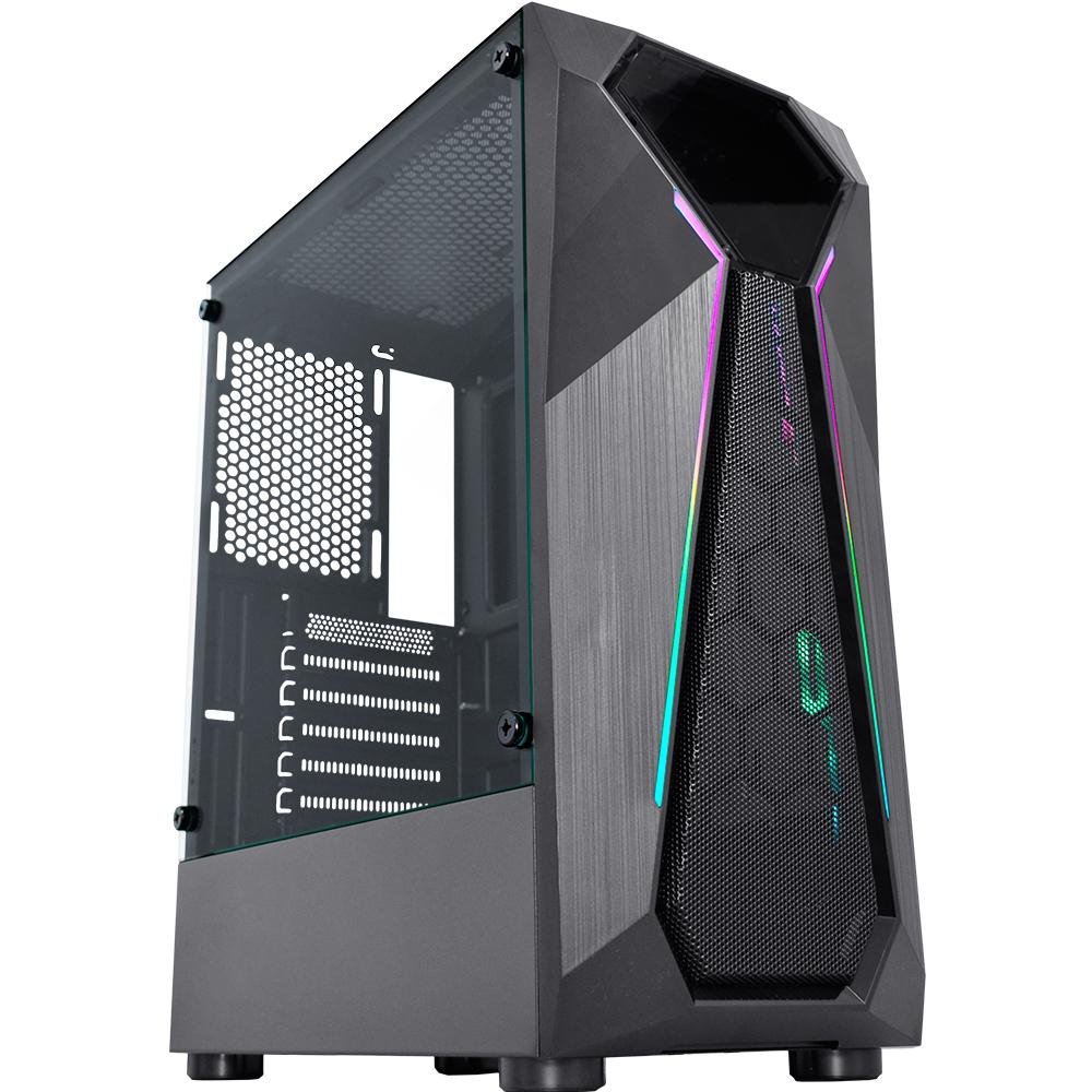 Gabinete Gamer K-mex Warlock Cg-a1d4 Fita Led Rgb Preto - Cga1d4rh0010b0x