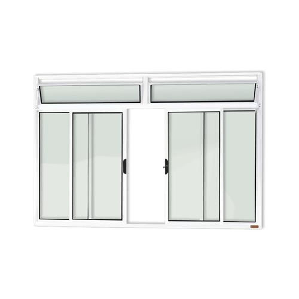 Janela Plus 4 Folhas com Bandeira 120 X 150 Vidro Liso Branco Brilhante