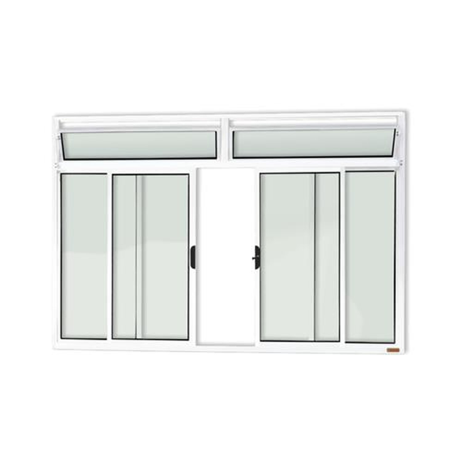 Janela Plus 4 Folhas com Bandeira 120 X 150 Vidro Liso Branco Brilhante