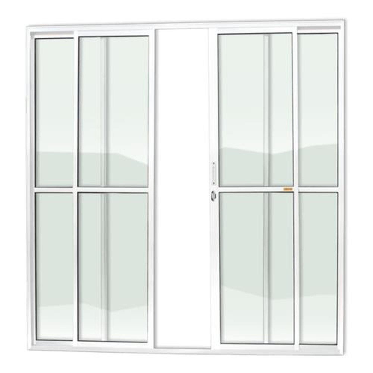Porta de Correr 4 Folhas 210 X 200 Super Vidro Liso Branco Brilhante