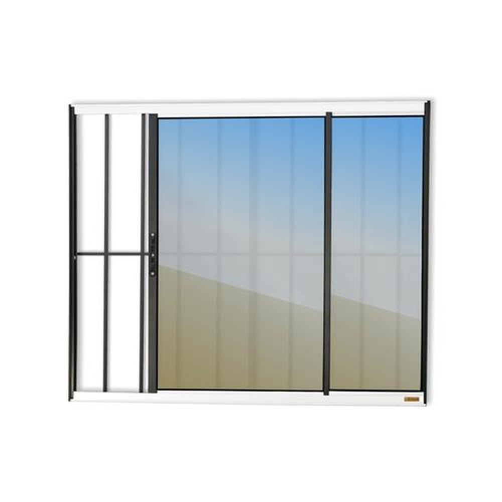 Janela Confort 2 Folhas com Grade 100 X 100 Vidro Reflex Mix Preto