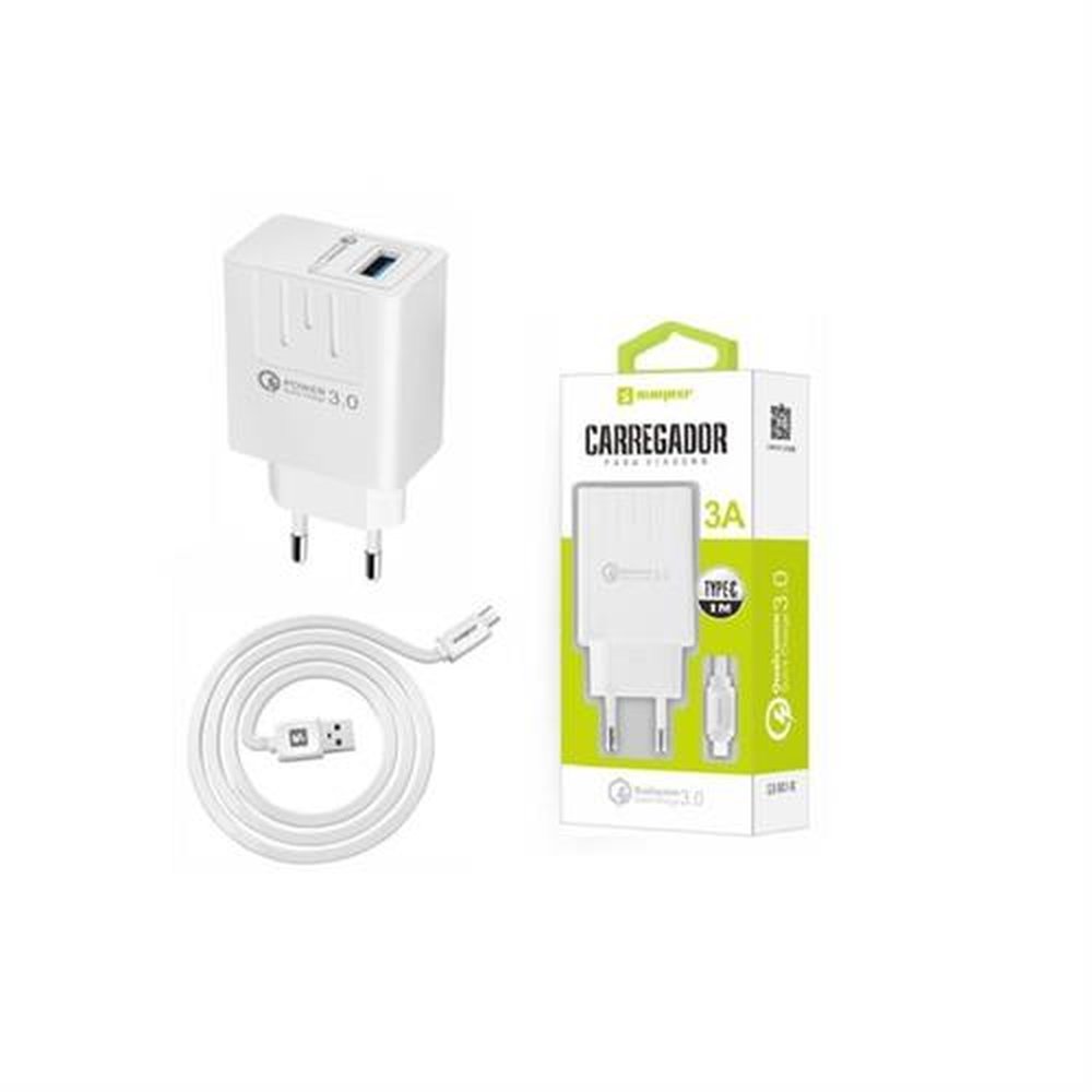 Kit Carregador Turbo + Cabo Sumexr Branco