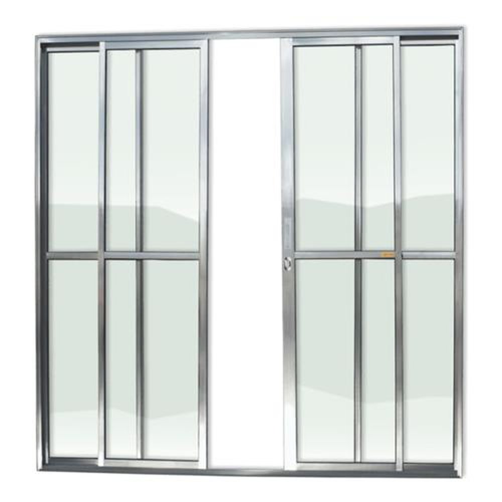 Porta de Correr 4 Folhas 210 X 240 Super Vidro Liso Anodizado Brilhante