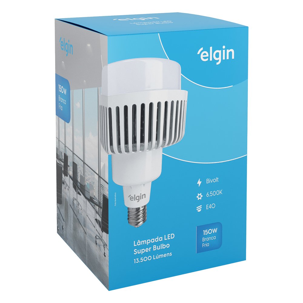 Lâmpada LED 150W E40 Super Bulbo 6500k Elgin Bivolt Luz Branca Fria