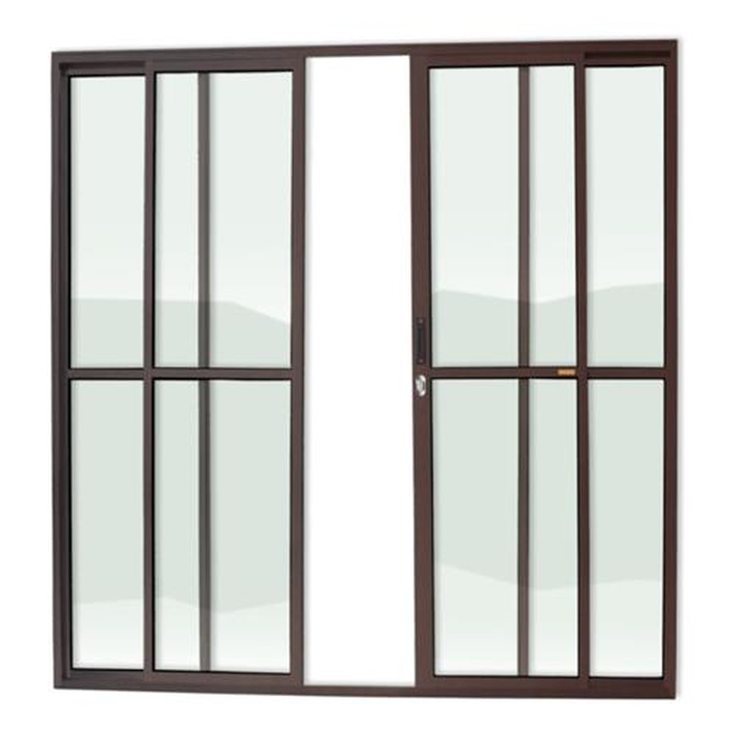 Porta de Correr 4 Folhas 210 X 200 Super Vidro Liso Marrom Corten