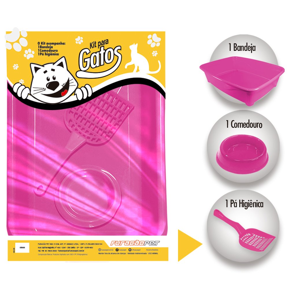 Kit Gatos Classic Com 3 Pecas Furacão Pet - Rosa