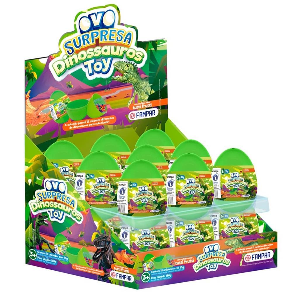 Ovo Surpresa Com Dinossauro De Brinquedo Display Com 18 Unidades