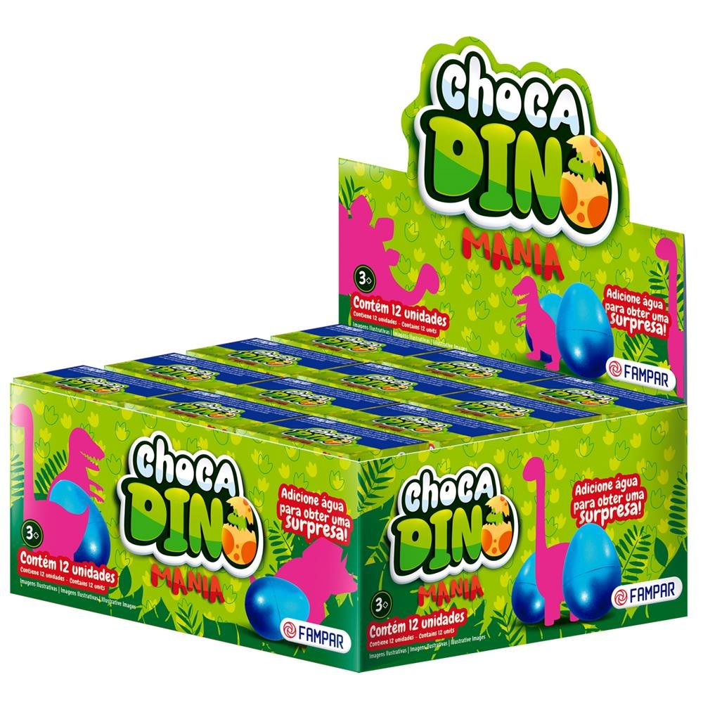 Brinquedo Choca Dino Mania Surpresa Display Com 12 Unidades