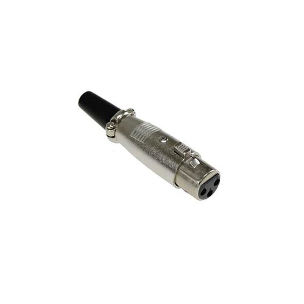 Conector Canon Fêmea Prensa Cabo Niquelado Com 2 Peças