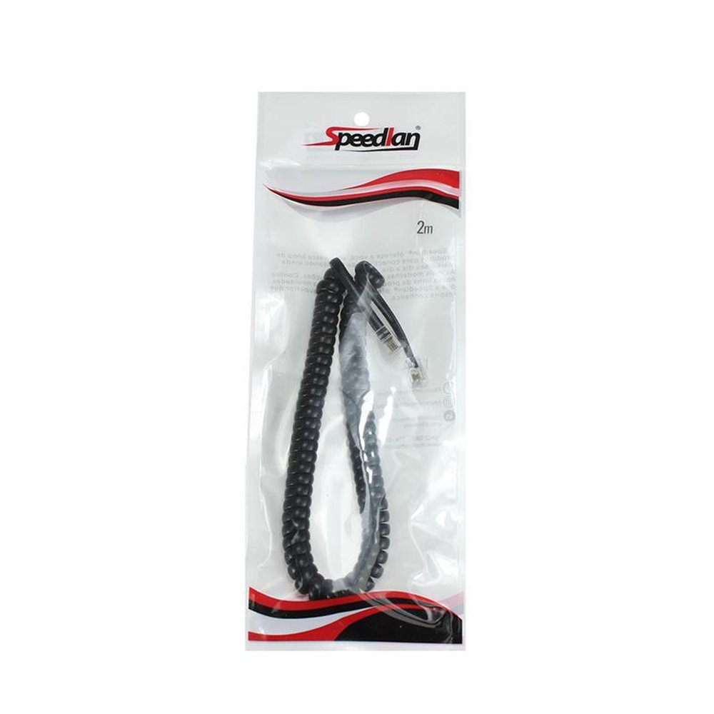 Cordão Espiral 4P4C 2 Metro Preto