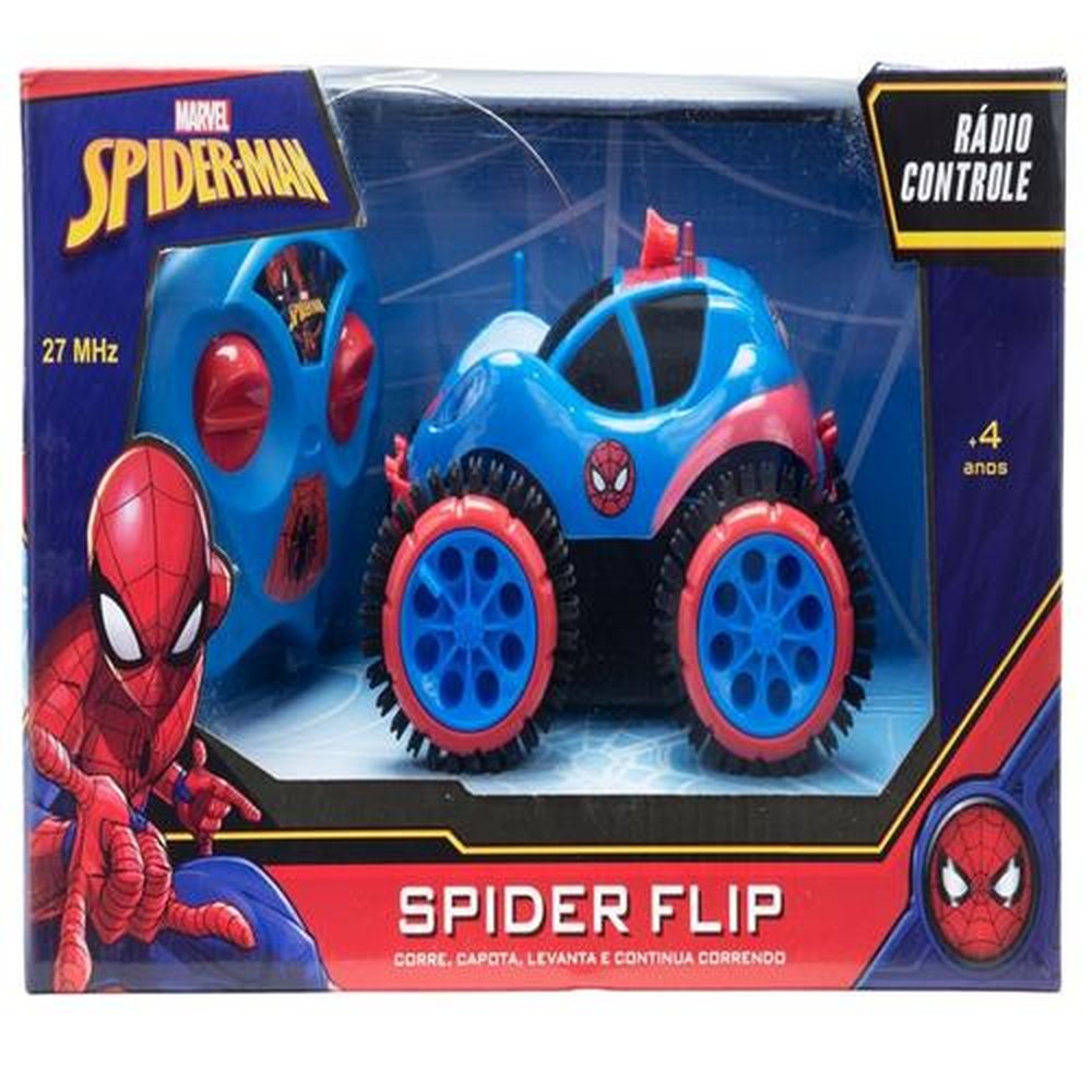Veiculo Spider Flip Spider Man Radio Controle 3 Funções