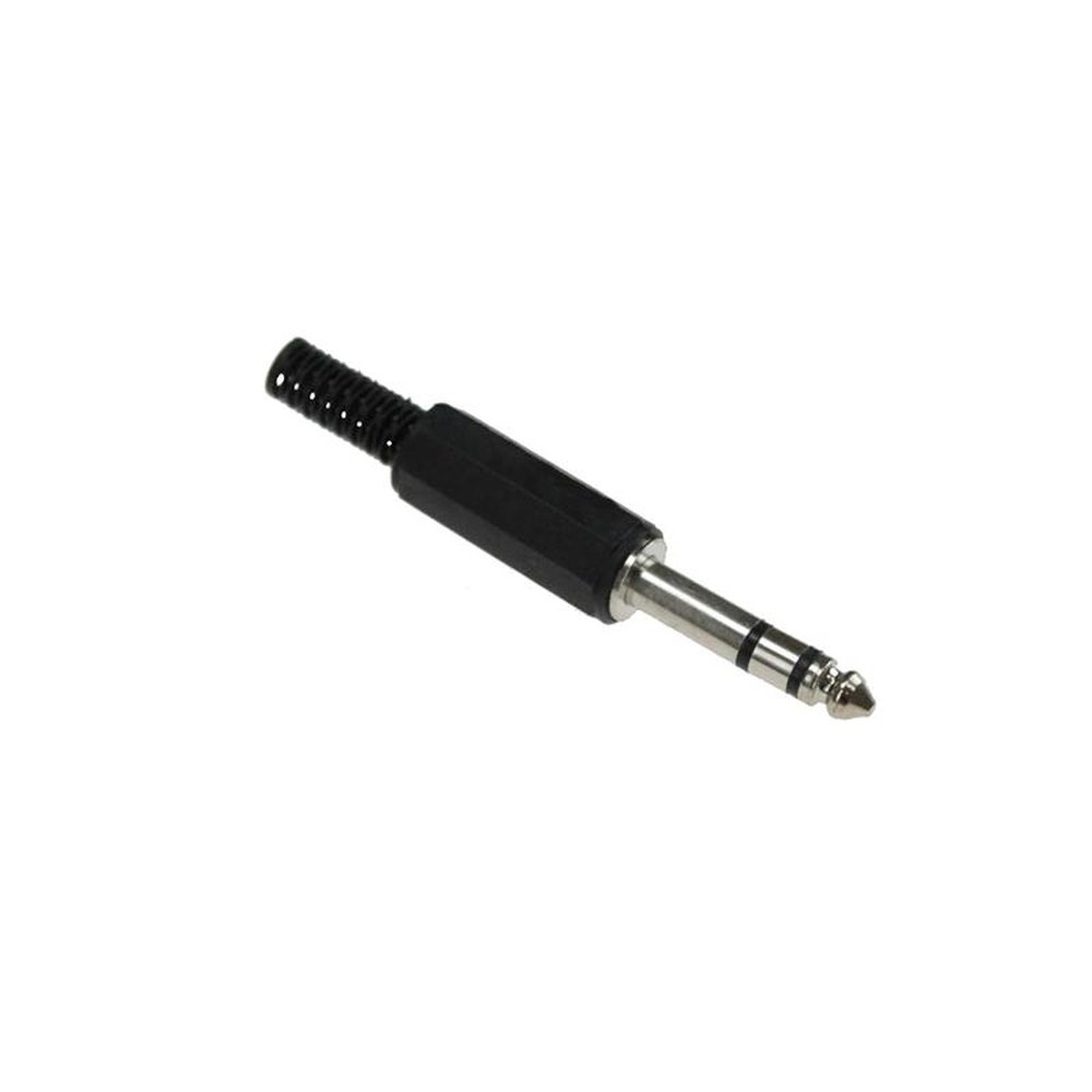 Plug P10 Stereo Plástico Preto Com 25 Peças