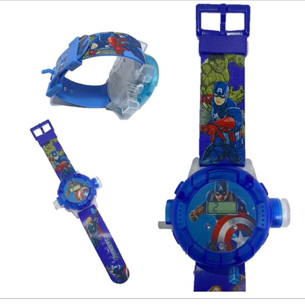 Relógio Infantil Capitão América Com Projetor de Imagem, Musica e Pisca