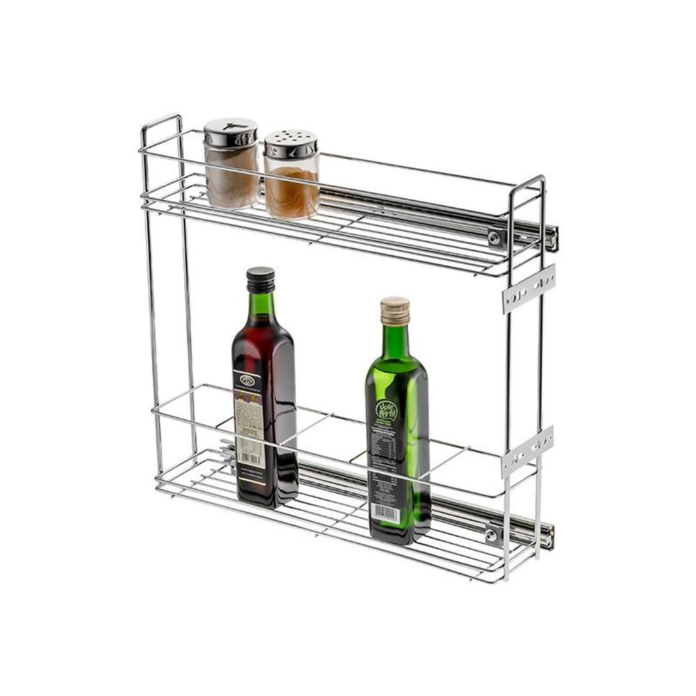 Porta Garrafas / Latas Slim - Lateral Com Trilho Telescópico em Inox Schmitt Cor Inox