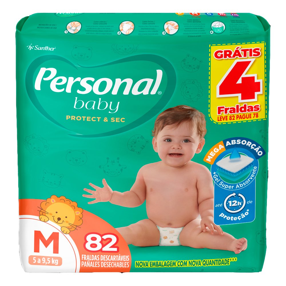 Fralda Personal Baby Protect&sec Giga M Leve 82 Pague 78 Unidades