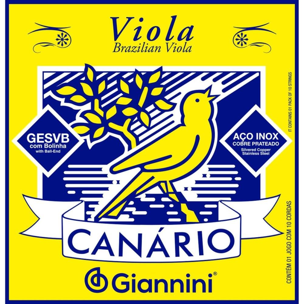 Encordoamento para Viola Canário Gesvb Média com bolinha Giannini