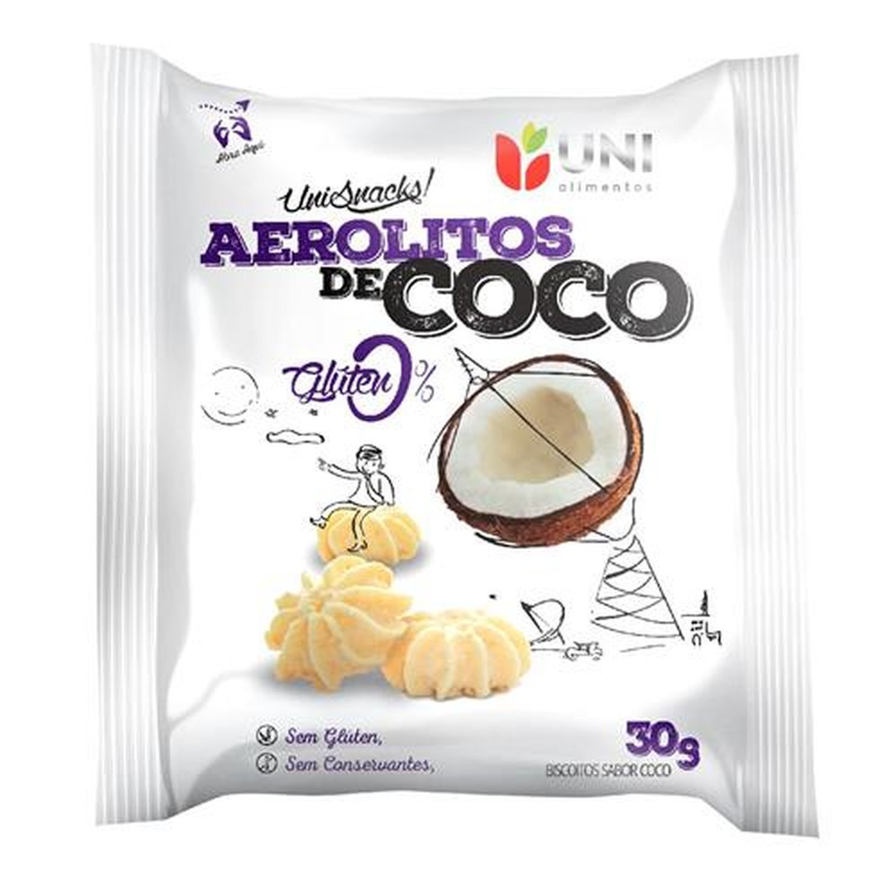 Biscoito Aerolitos de Coco Sem Glúten Caixa Display 24X30g