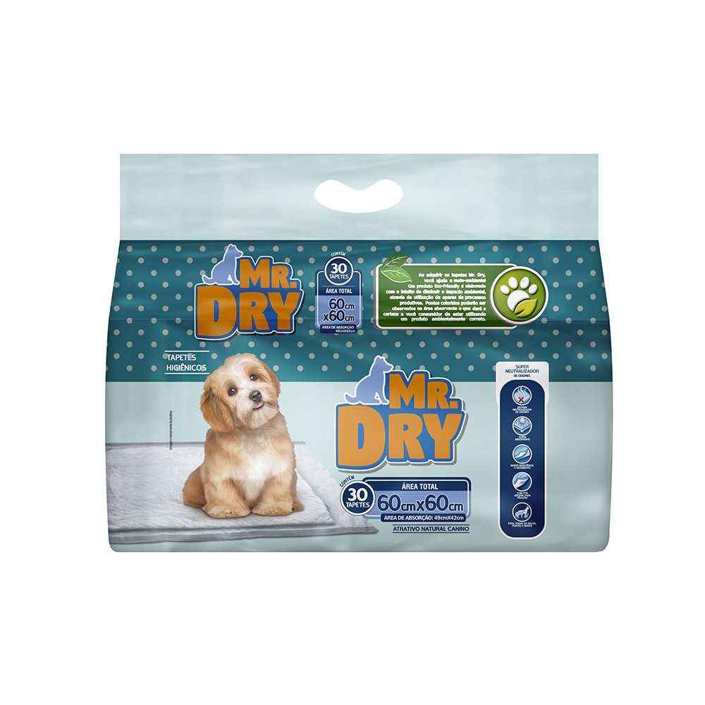 Tapete Higienico Mr Dry 60/60 Com 30 Unidades