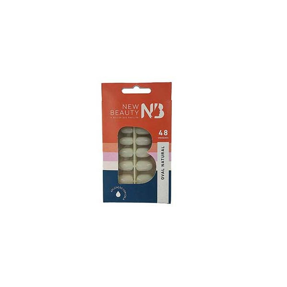 Unha Postiça Natural Oval Com 48 Unidades