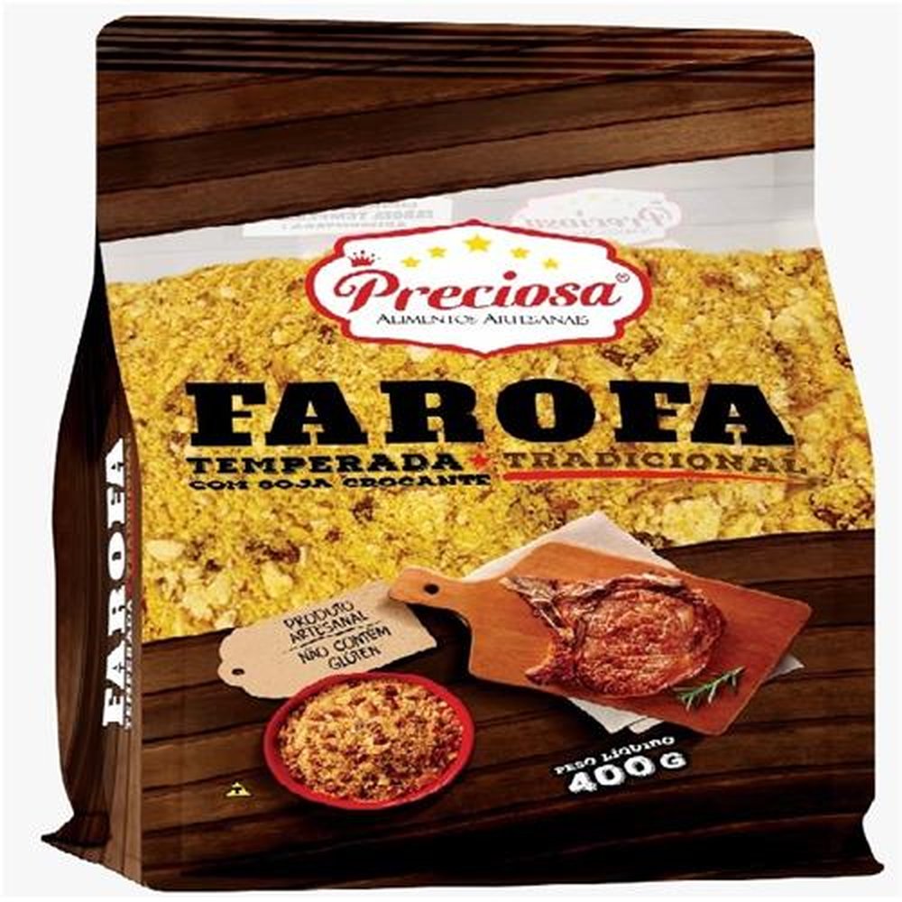 Farofa Artesanal Preciosa Tradicional 400g - Caixa com 25 unidades