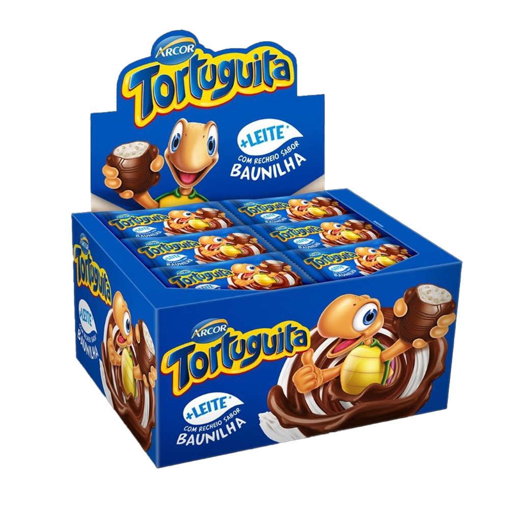Chocolate Arcor Tortuguita ao Leite com Baunilha 15,50g - Embalagem com 24 Unidades
