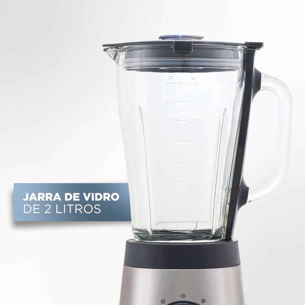 Liquidificador em Inox com Jarra de Vidro Linha Gourmand Gris Black+Decker, 5 Velocidades + Pulsar, 700W L7000GB2 220V