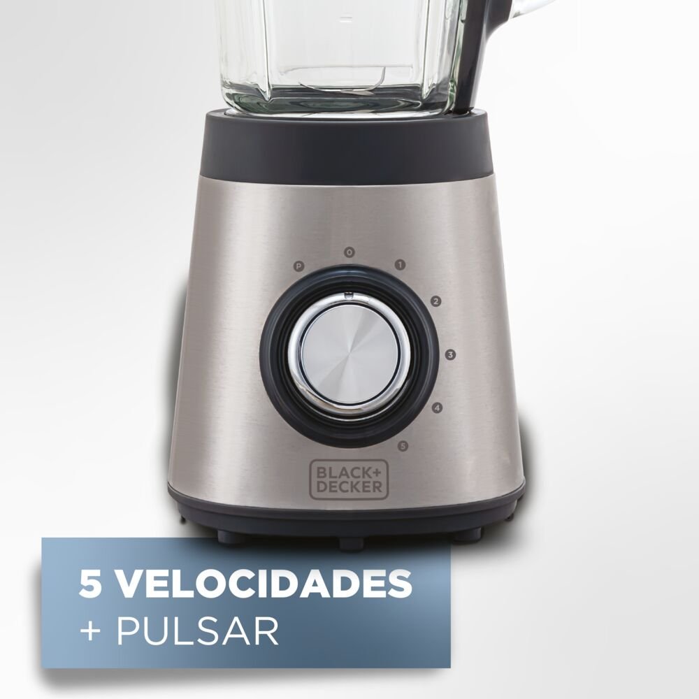 Liquidificador em Inox com Jarra de Vidro Linha Gourmand Gris Black+Decker, 5 Velocidades + Pulsar, 700W L7000GB2 220V