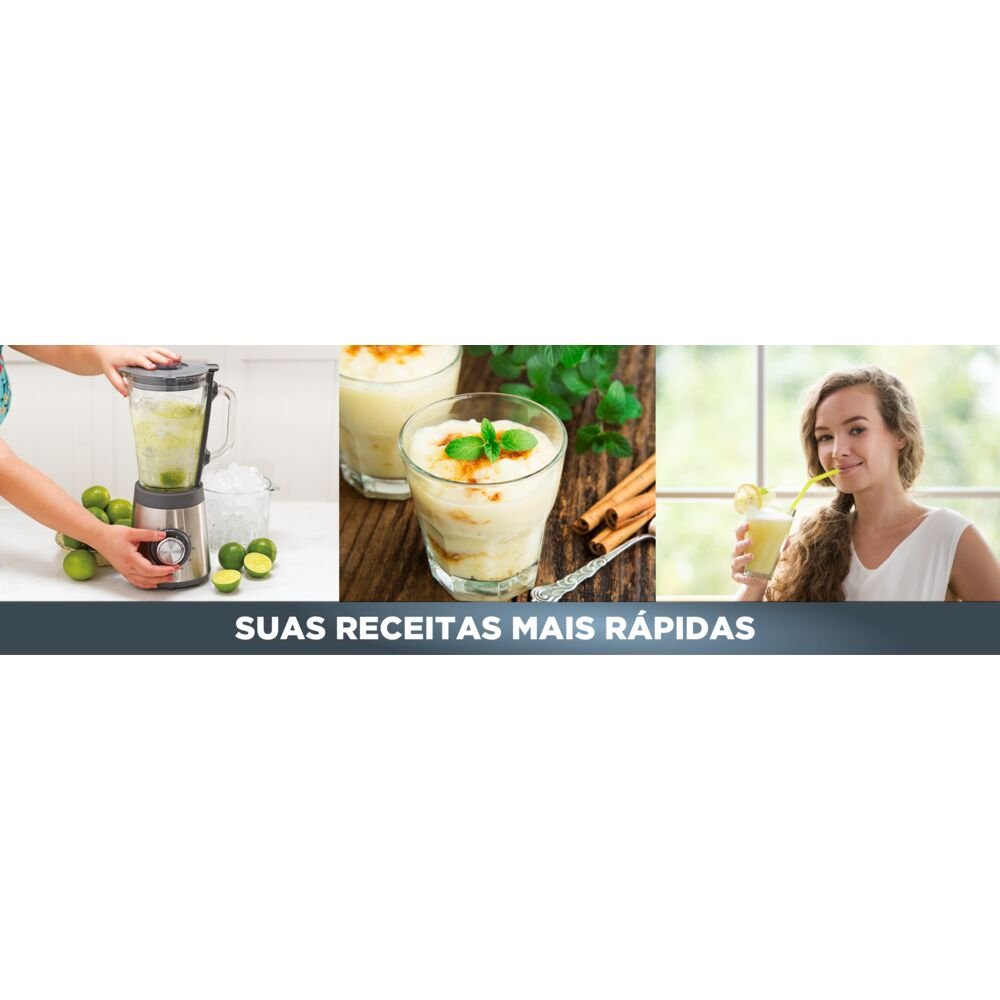 Liquidificador em Inox com Jarra de Vidro Linha Gourmand Gris Black+Decker, 5 Velocidades + Pulsar, 700W L7000GB2 220V