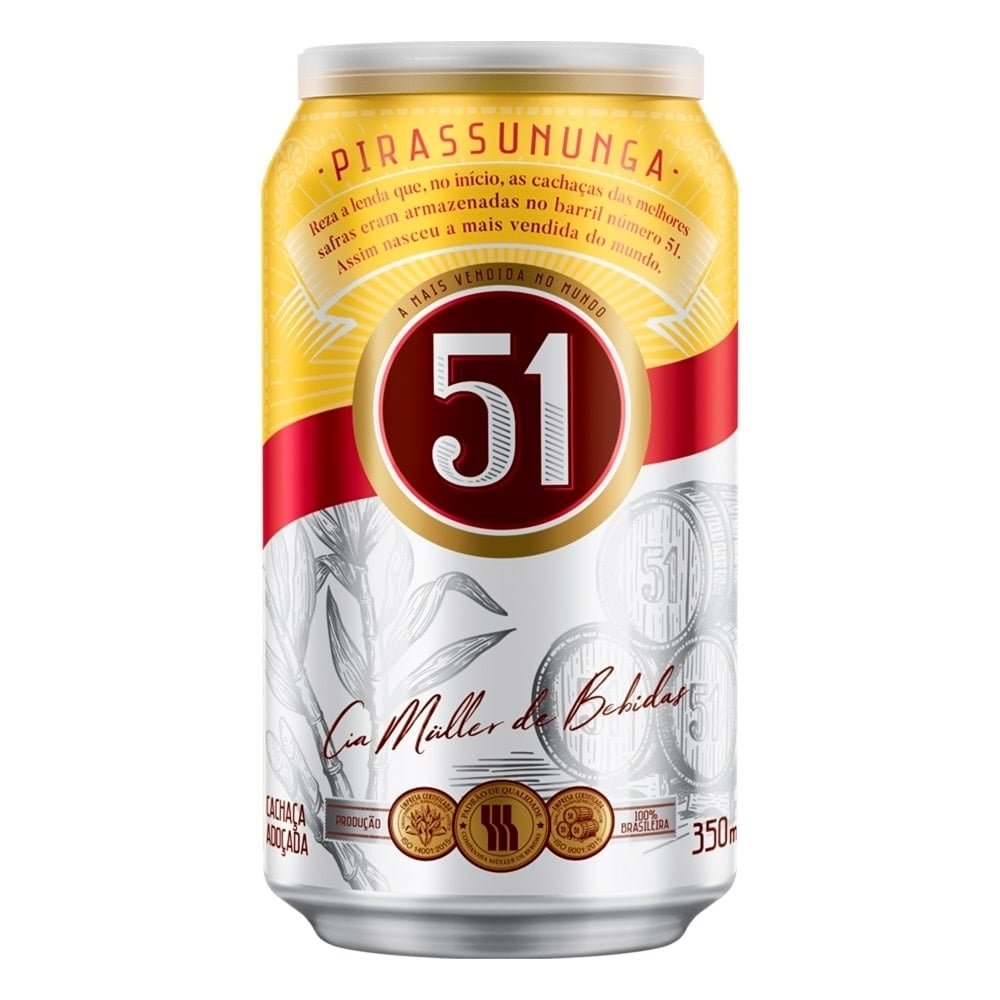 Cachaça 51 Lata 350ml Embalagem com 12 Unidades