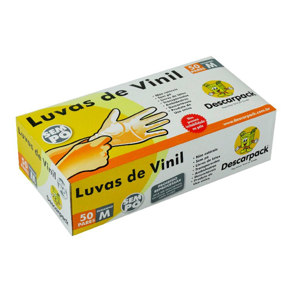 Luva De Procedimento Vinil Descarpack Tam G Com 100 Unidades