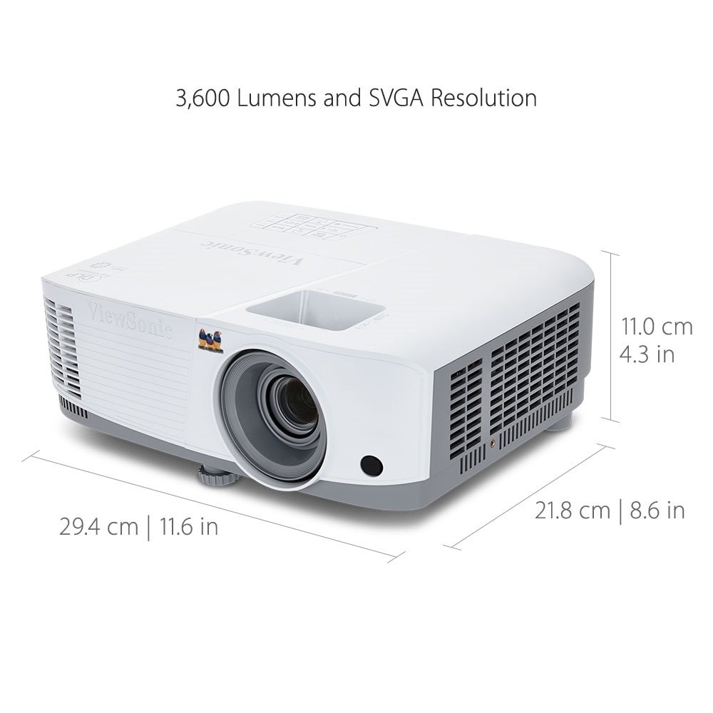 Projetor ViewSonic PA503S, SVGA 800×600, 3800 Lumens, Mini USB, HDMI, VGA, Branco