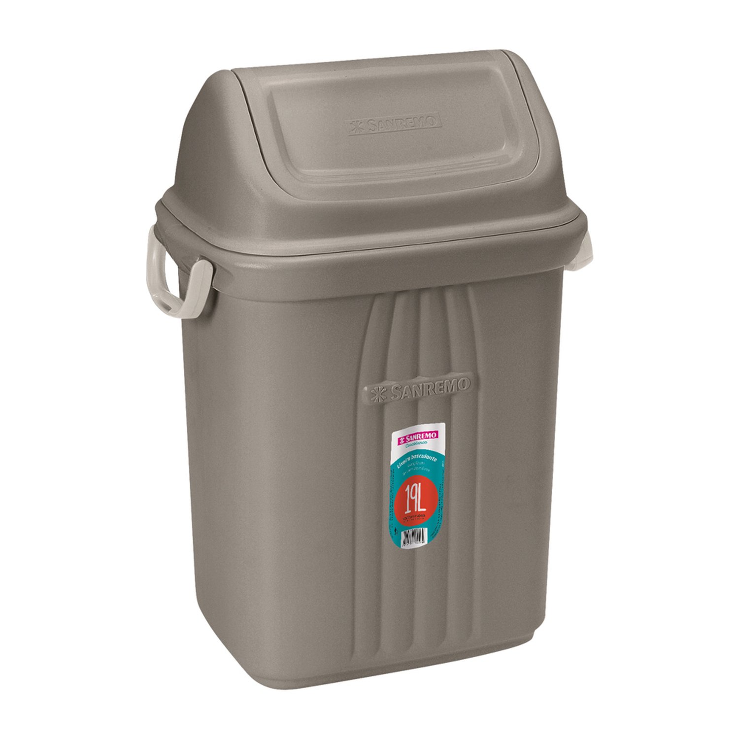Lixeira Basculante Plastico Sanremo 19L Cinza