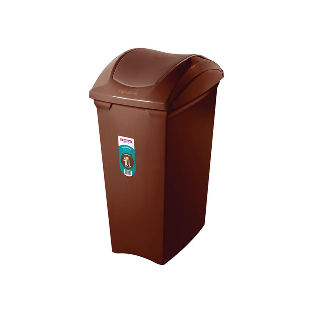 Lixeira Tampa Basculante Marrom 40l Sanremo