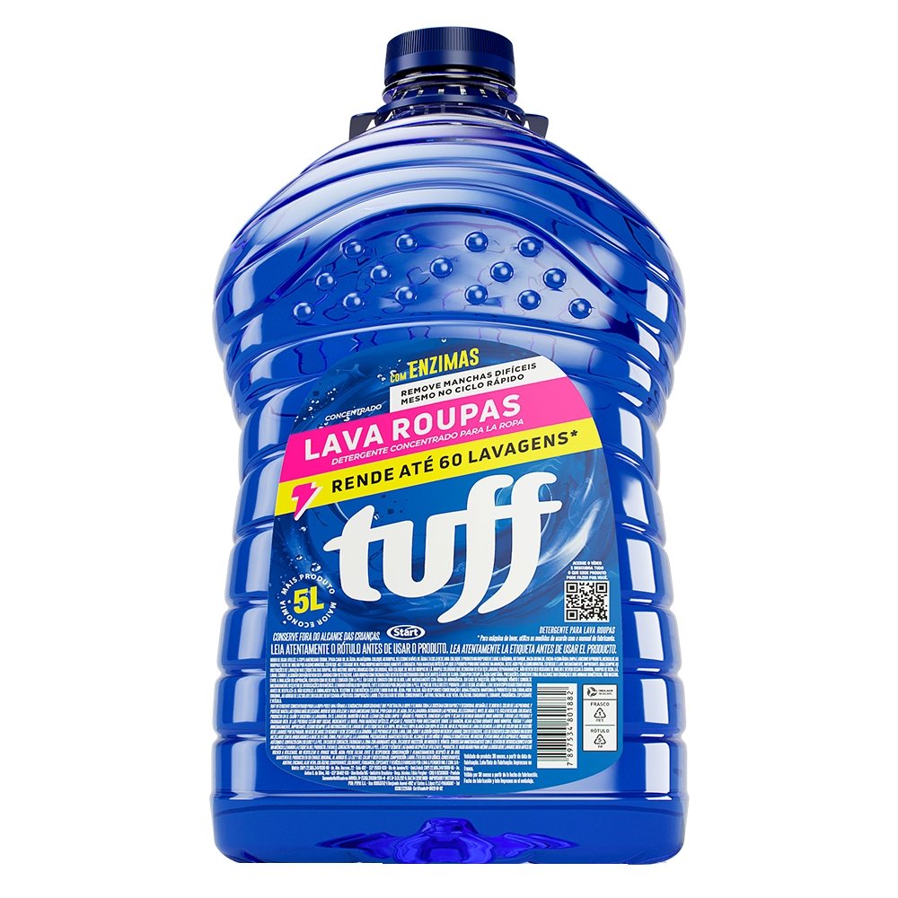 Sabão Liquido Tuff Clear Lava Roupas Concentrado 5 Litros - Embalagem com 4 Unidades
