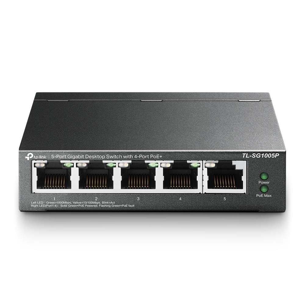 Switch Tp-Link Gigabit De 5 Portas 4 Portas Poe+ Tl-Sg1005p