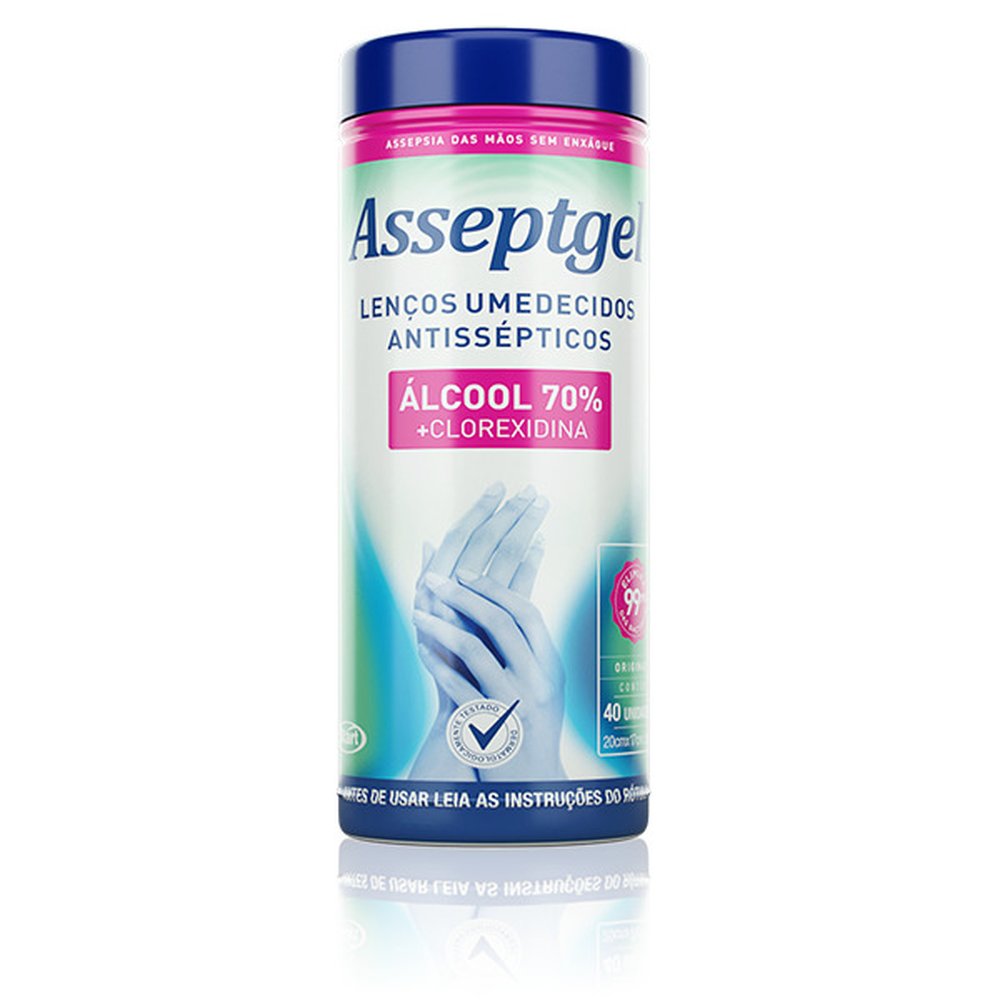 Asseptgel Lenço Umedecido Alcool Pote 12x1 C/40unidades